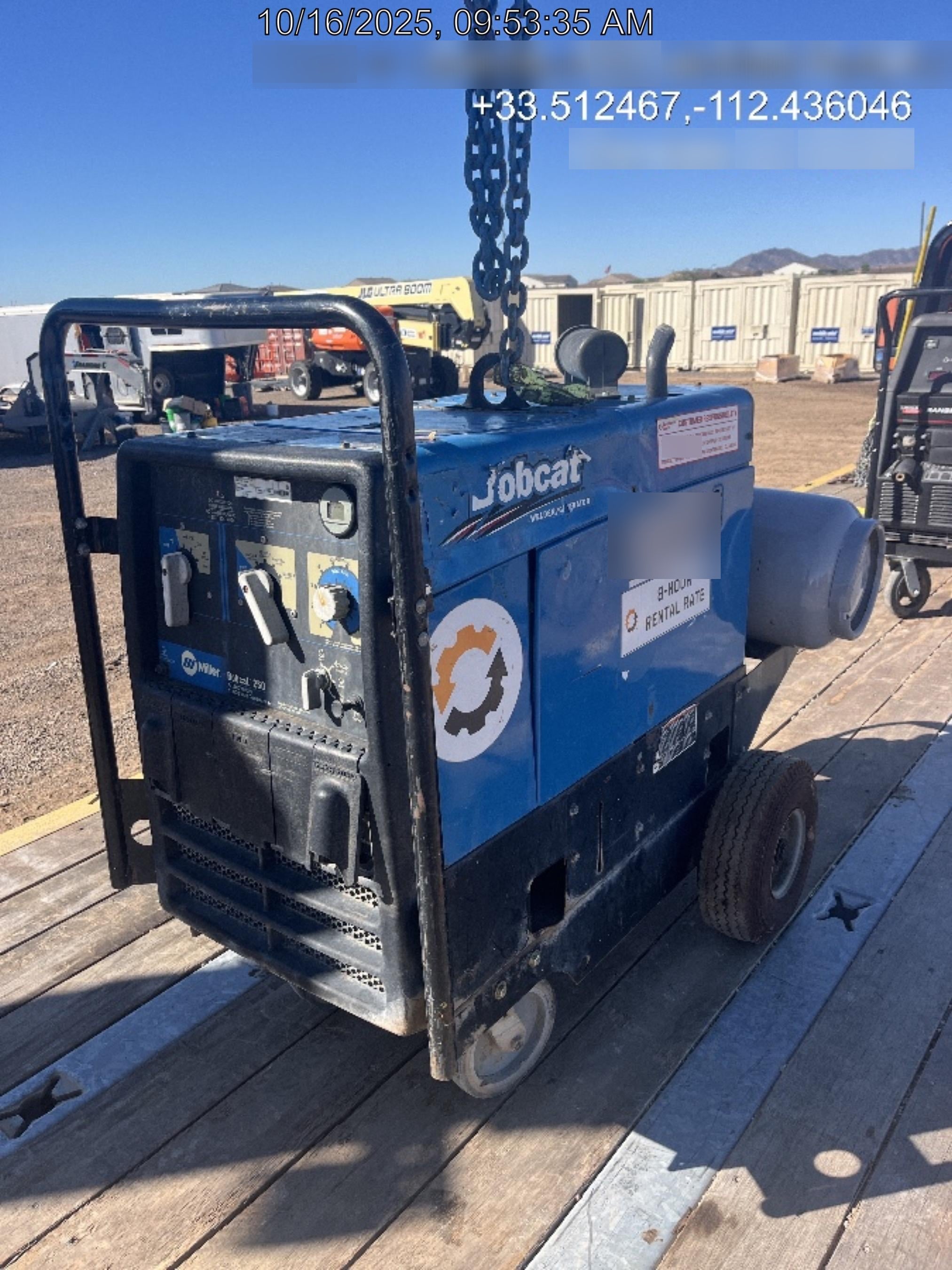 2019 Miller Electric BOBCAT 250 LP/Propane, Running Gear, Tank Bracket, Hose