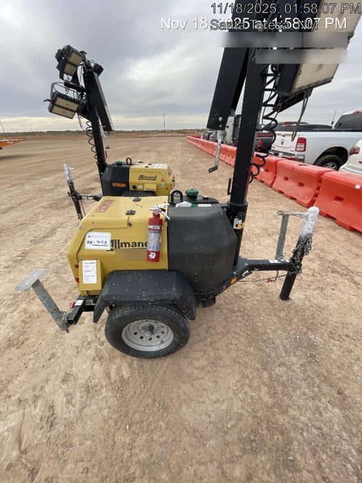 Allmand NLV3GR (4) LED Light Fixture 350W, 23' Vertical Mast, 3kW Prime, Towable, Deep Sea L401, Leveling Jacks, Yanmar T4F 5.8hp