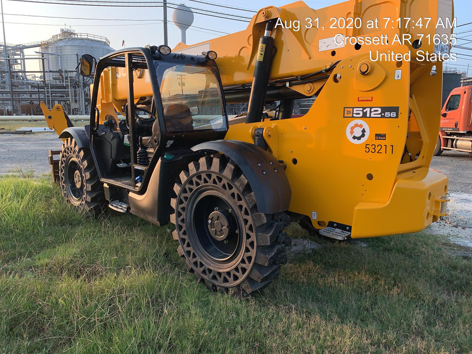 2019 JCB 512-56 Canopy, 109 HP, Solid Tires, STD Worklight, Beacon, Aux Hydraulics, Lifting Eye, Back up Alarm w/66" Carriage/60" Forks