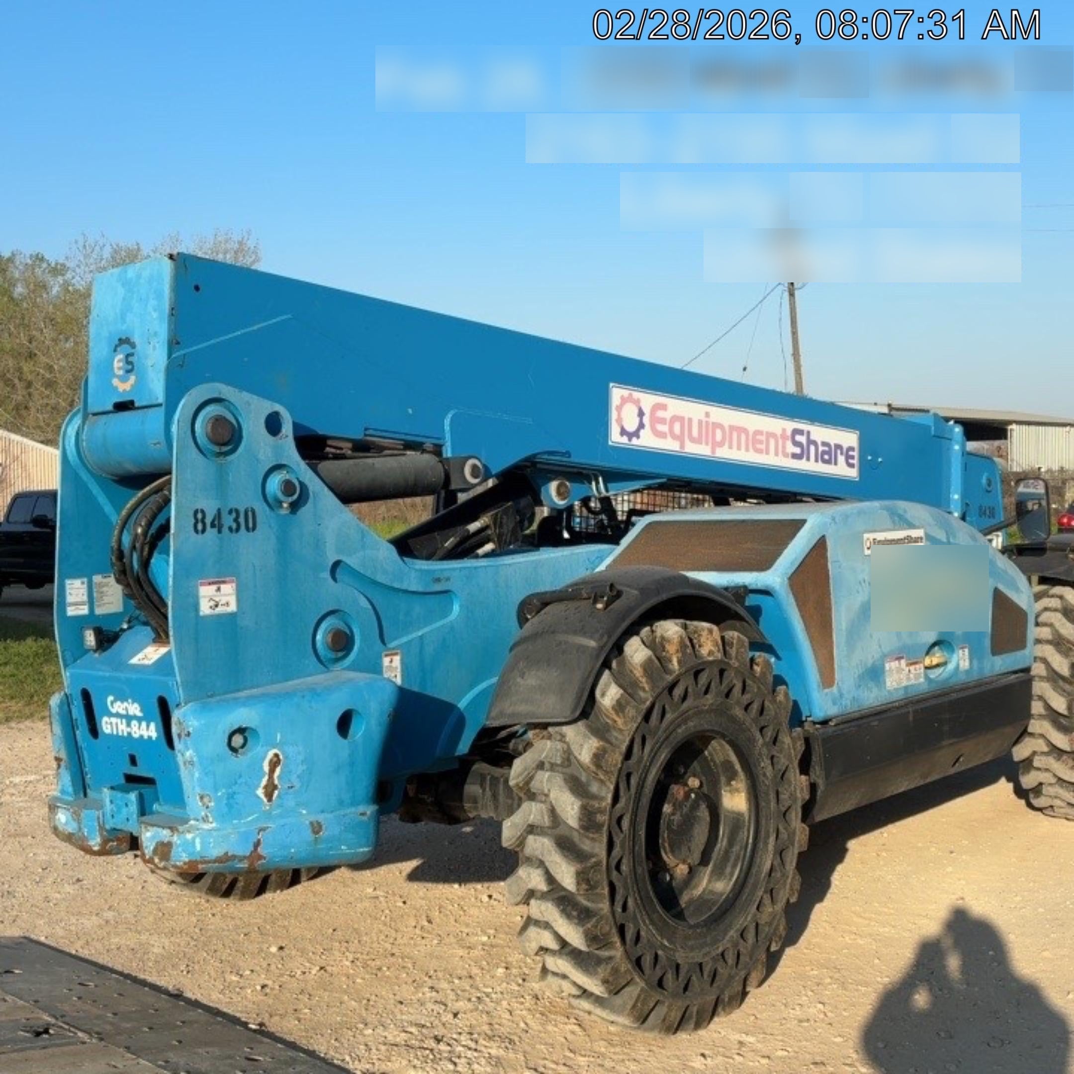 2018 Genie GTH-844 Genie GTH-844D w/Open ROPS, Solid Tires, Work Light/Beacon, 60" Carriage and Forks