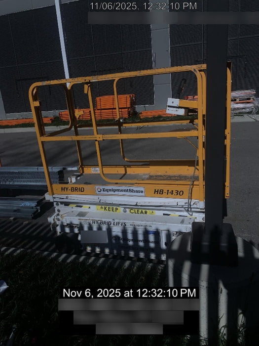 Custom Equipment HB-1430 Hy-Brid Scissor Lift
Platform capacity up to 670 lbs
Working height up to 20 ft
Weighs under 1,700 lbs
Non-marking wheels