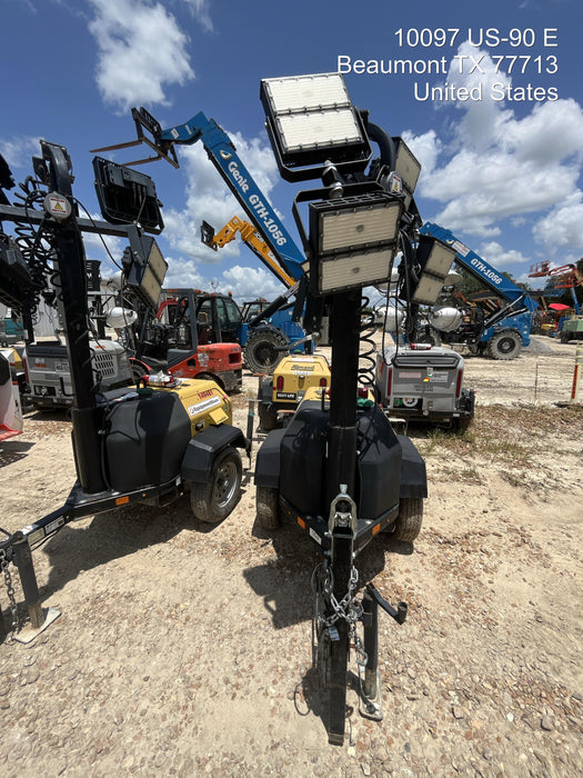 2022 Allmand NLV3GR (4) LED Light Fixture 350W, 23' Vertical Mast, 3kW Prime, Towable, Deep Sea L401, Leveling Jacks, Yanmar T4F 5.8hp