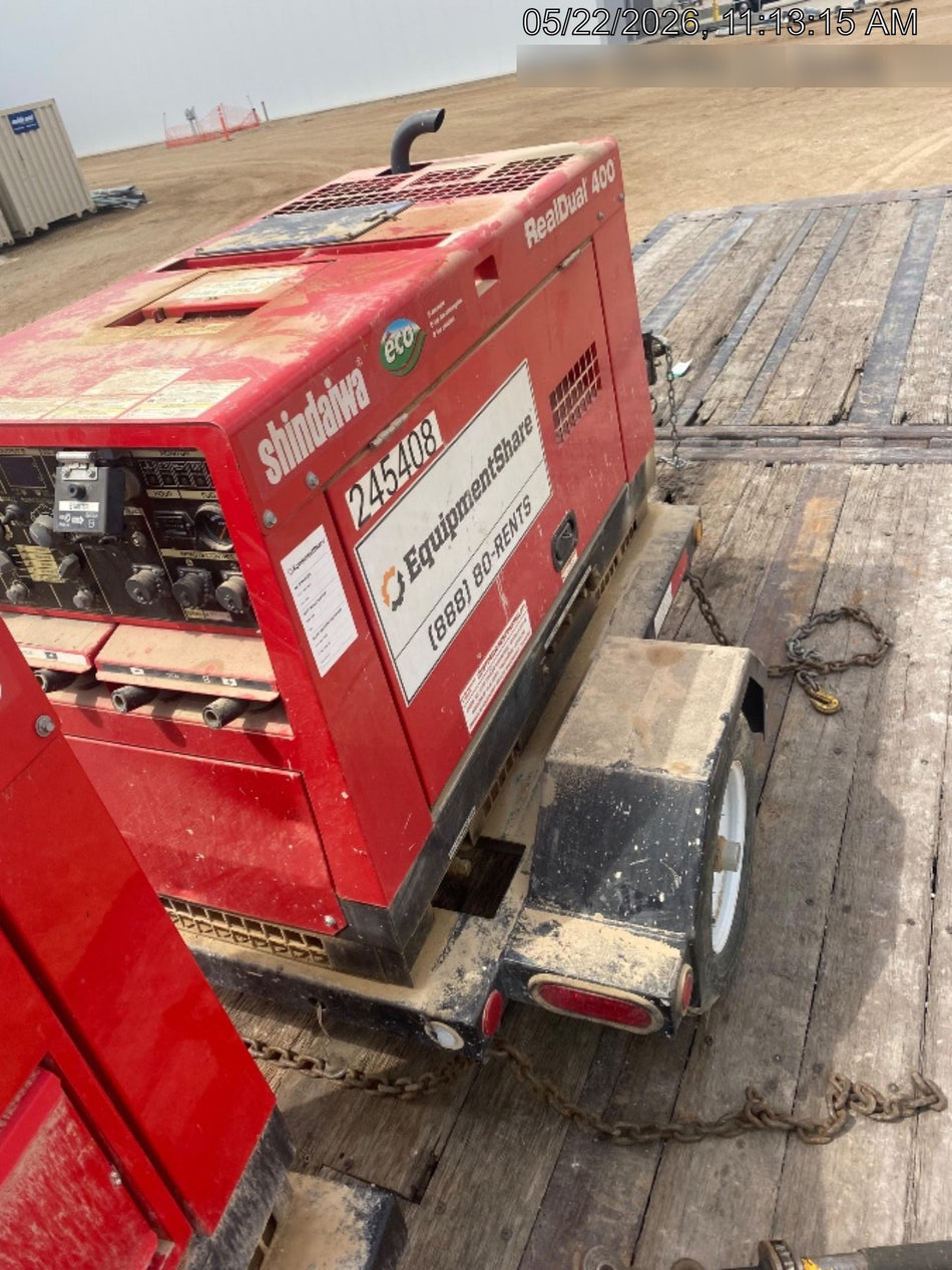 2022 Shindaiwa DGW400MDL Kubota D902 Engine, 23 HP, Dual Op Welder, Wire, Arc, Droop Stick, Tig, and CC Stick Functionality, Simulphase, 3 Phase and 1 Phase Gen Output, Single Axle NB Trlr, Slr Trckl Chrg 12V 12W, Fire Ext
