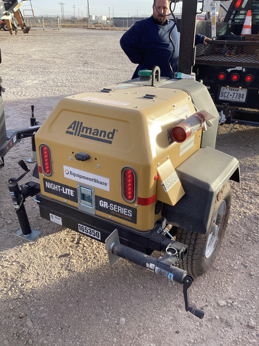 2021 Allmand NLV3GR (4) LED Light Fixture 350W, 23' Vertical Mast, 3kW Prime, Towable, Deep Sea L401, Leveling Jacks, Yanmar T4F 5.8hp