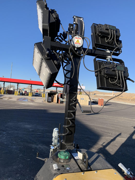 Allmand NLV3GR (4) LED Light Fixture 350W, 23' Vertical Mast, 3kW Prime, Towable, Deep Sea L401, Leveling Jacks, Yanmar T4F 5.8hp