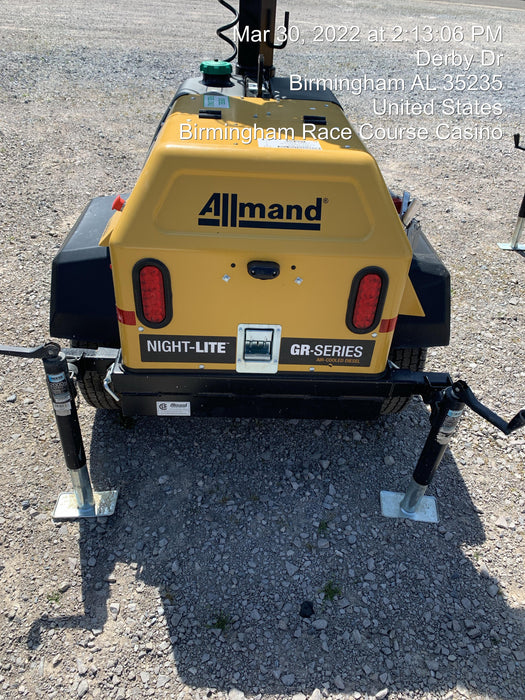 2021 Allmand NLV3GR (4) LED Light Fixture 350W, 23' Vertical Mast, 3kW Prime, Towable, Deep Sea L401, Leveling Jacks, Yanmar T4F 5.8hp