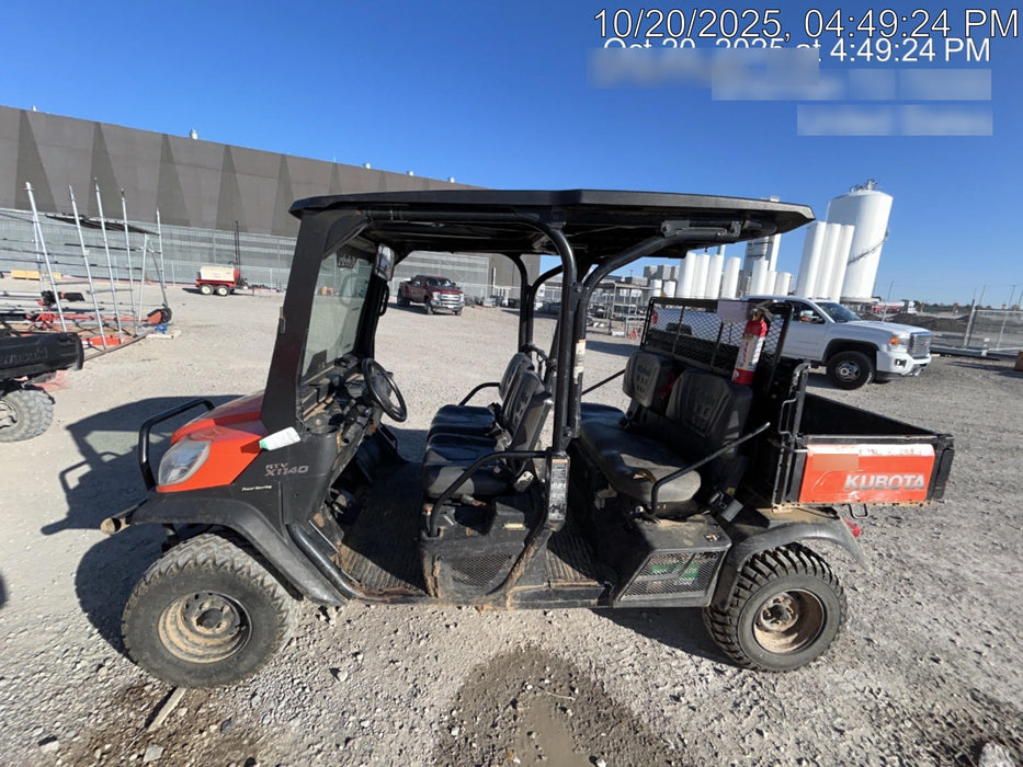 2019 Kubota RTV-X1140 4wd Utility Cart, LED Strobe, Windshield Tempered Glass, Pastic Canopy, Wire Harness Kit, Backup Alarm