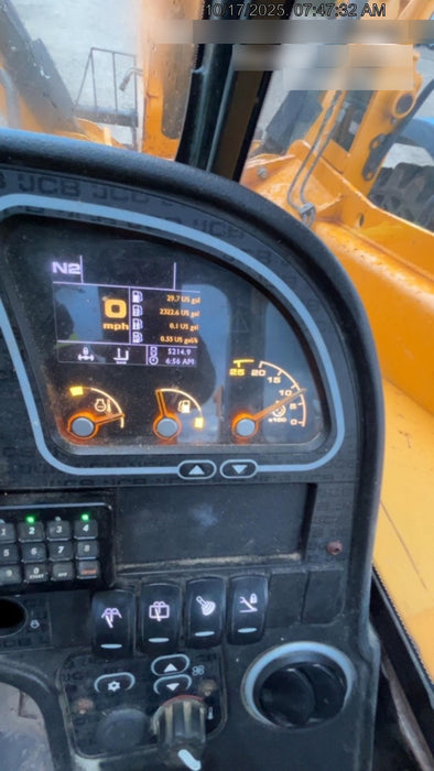 2019 JCB 510-56 Enclosed Cab, 74 HP, Solid Tires, Worklights, Beacon, Aux Hydraulics, Lifting Eye w/66" Carriage/60" Forks