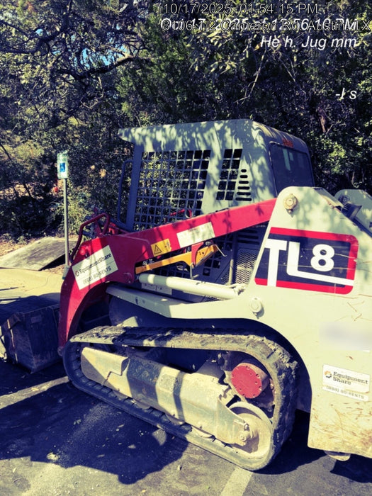 2019 Takeuchi TL8W Canopy, 15" Wide Rubber Tracks, Back-up Alarm, Front & Rear Working Lights, Auxiliary Hydraulics, Two-Speed Travel, Electronic Monitoring System w/76" HD Dirt Bucket with 8 Teeth, 20.3 cubic feet Capacity