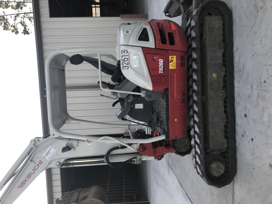 2019 Takeuchi TB260 Canopy, Standard Blade, Auxiliary hydraulics Manual QC, Hydraulic thumb, 12" ,18", 24" Bucket