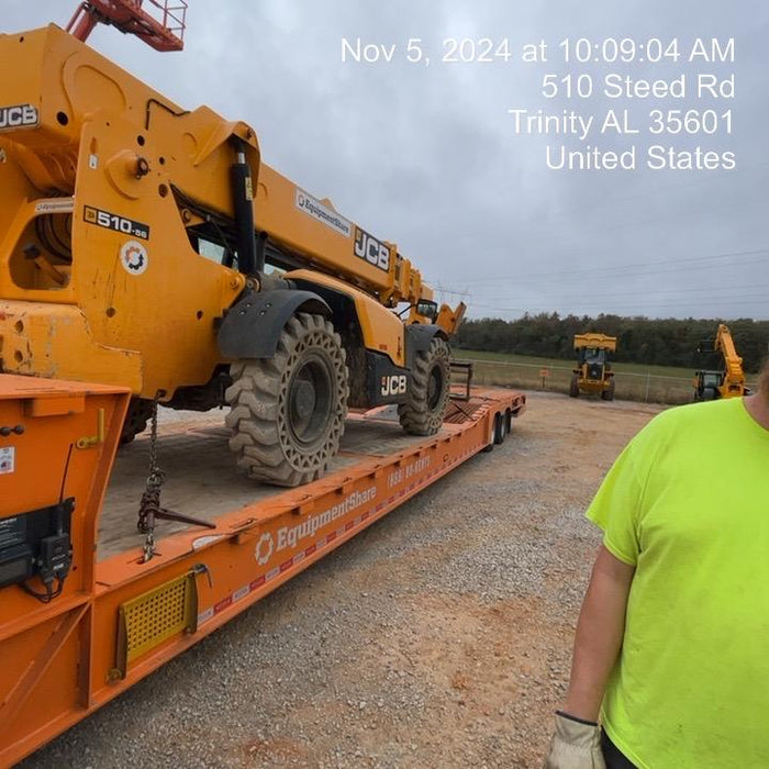 2019 JCB 510-56 Canopy, 74 HP, Solid Tires, STD Worklight, Beacon, Aux Hydraulics, Lifting Eye, Back up Alarm w/66" Carriage/60" Forks