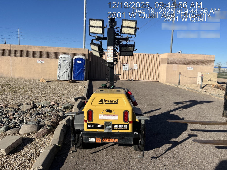 2022 Allmand NLV3GR (4) LED Light Fixture 350W, 23' Vertical Mast, 3kW Prime, Towable, ES Decals, T3
