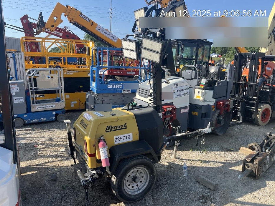 2022 Allmand NLV3GR (4) LED Light Fixture 350W, 23' Vertical Mast, 3kW Prime, Towable, Deep Sea L401, Leveling Jacks, Yanmar T4F 5.8hp