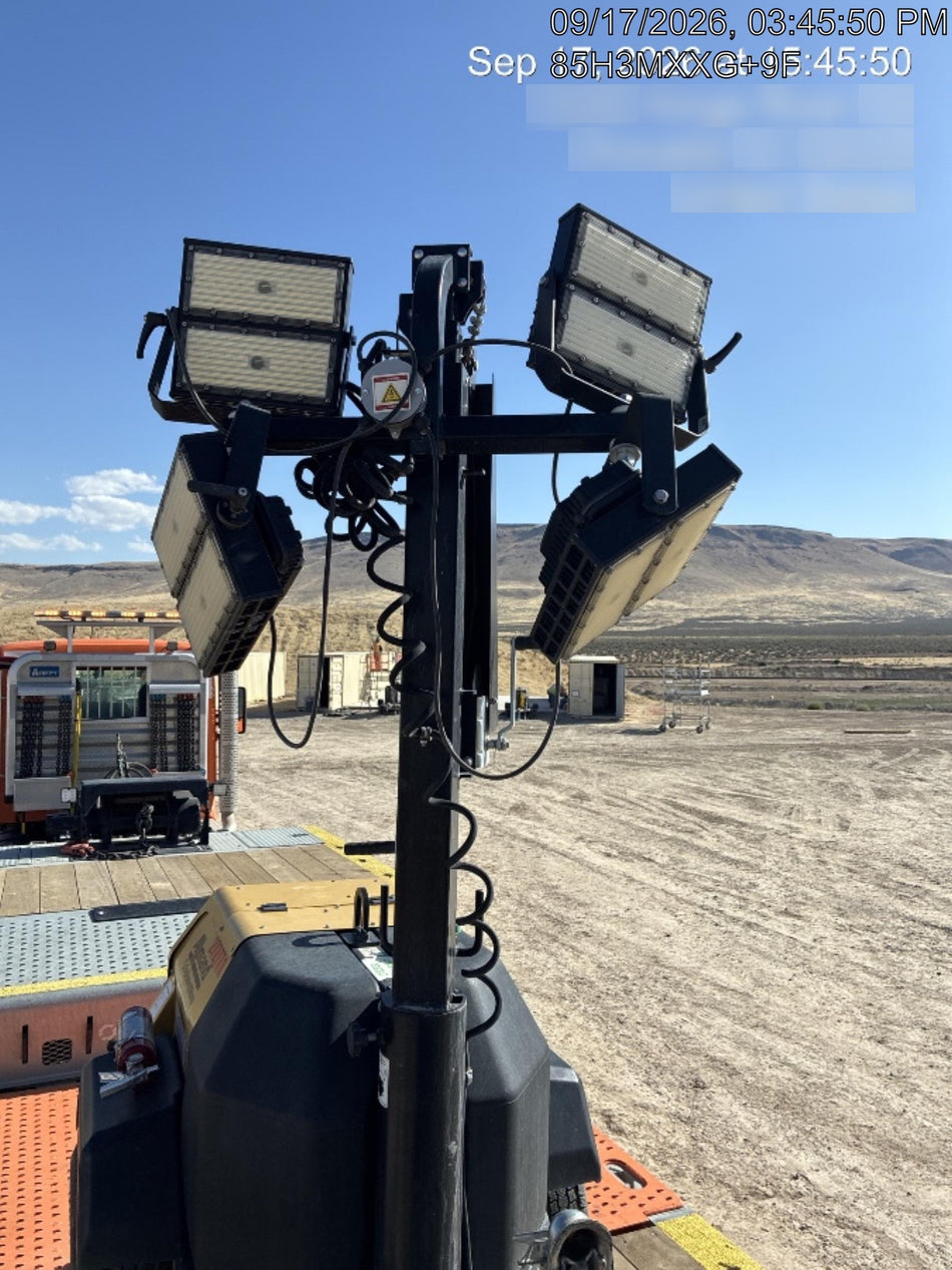 2022 Allmand NLV3GR (4) LED Light Fixture 350W, 23' Vertical Mast, 3kW Prime, Towable, ES Decals, T3