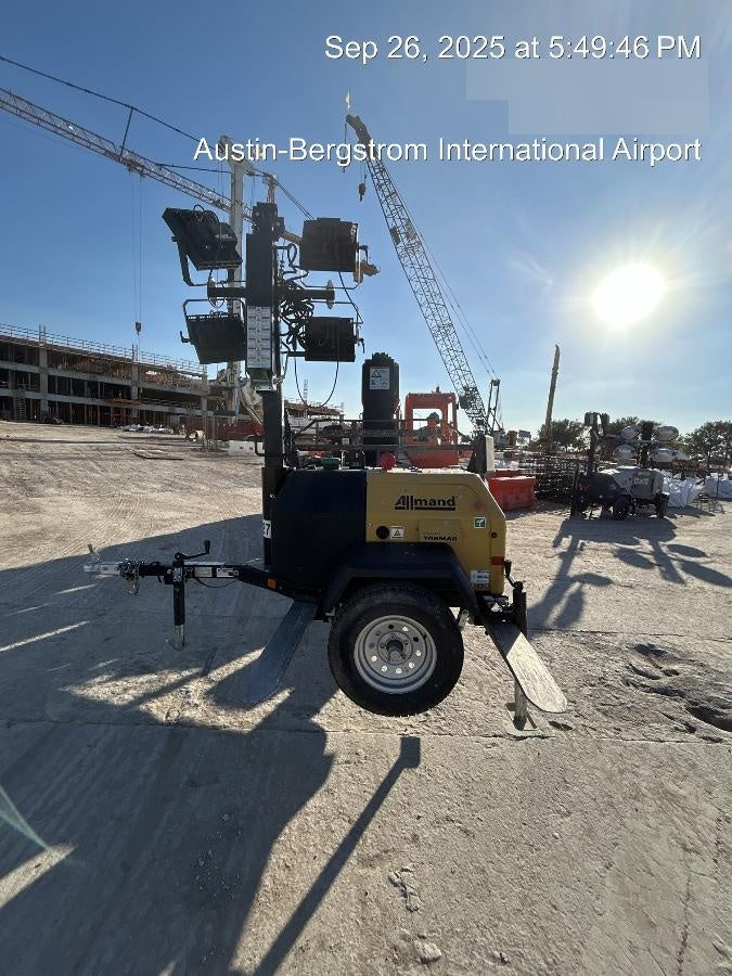 2022 Allmand NLV3GR (4) LED Light Fixture 350W, 23' Vertical Mast, 3kW Prime, Towable, ES Decals, T3