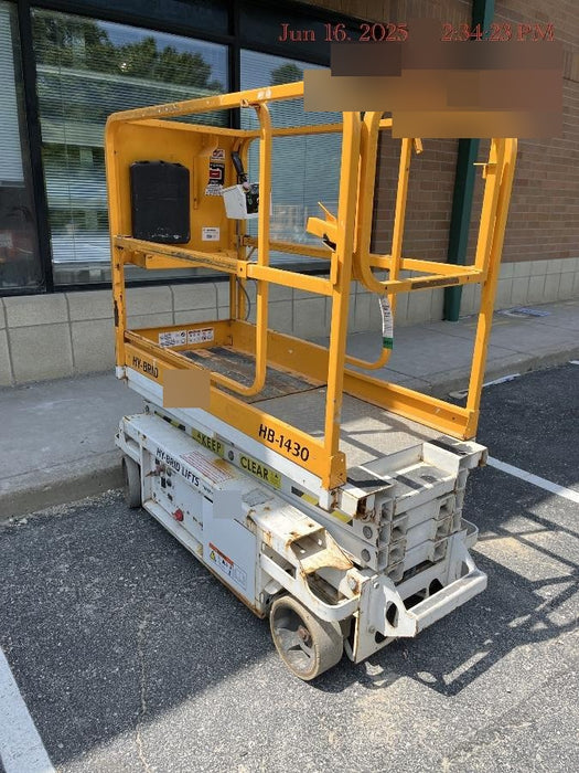 Custom Equipment HB-1430 Hy-Brid Scissor Lift
Platform capacity up to 670 lbs
Working height up to 20 ft
Weighs under 1,700 lbs
Non-marking wheels