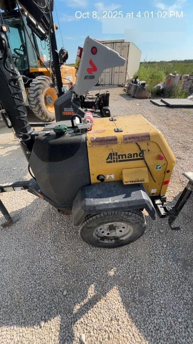 Allmand NLV3GR (4) LED Light Fixture 350W, 23' Vertical Mast, 3kW Prime, Towable, Deep Sea L401, Leveling Jacks, Yanmar T4F 5.8hp