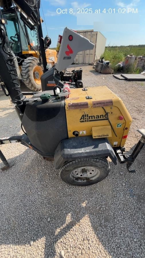 Allmand NLV3GR (4) LED Light Fixture 350W, 23' Vertical Mast, 3kW Prime, Towable, Deep Sea L401, Leveling Jacks, Yanmar T4F 5.8hp