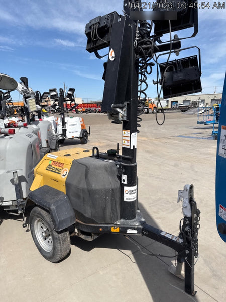 Allmand NLV3GR (4) LED Light Fixture 350W, 23' Vertical Mast, 3kW Prime, Towable, Deep Sea L401, Leveling Jacks, Yanmar T4F 5.8hp