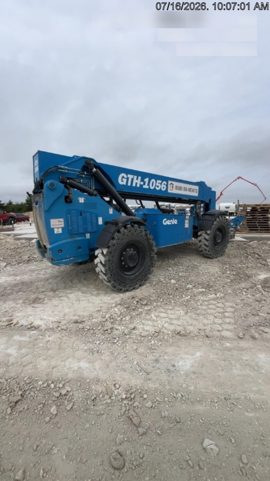 2019 Genie GTH-1056 Canopy, Solid RT Tires, LED Work Lights, Beacon 60" QA Carriage, 60" Forks