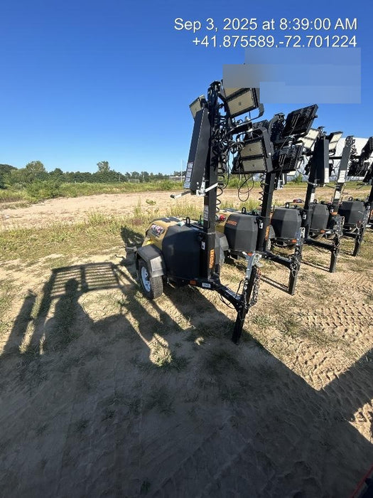 Allmand NLV3GR (4) LED Light Fixture 350W, 23' Vertical Mast, 3kW Prime, Towable, Deep Sea L401, Leveling Jacks, Yanmar T4F 5.8hp