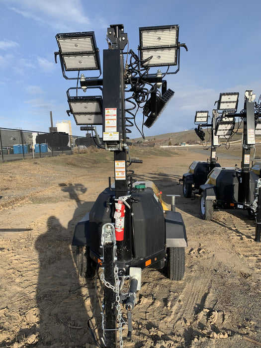 2020 Allmand NLV3GR (4) LED Light Fixture 350W, 23' Vertical Mast, 3kW Prime, Towable, Deep Sea L401, Leveling Jacks, Yanmar T4F 5.8hp