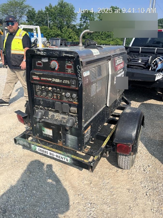 2019 Lincoln Electric Vantage 322 Welder Ready-Pak 3, Two wheel trailer, Fender and Light kit, Cable Rack