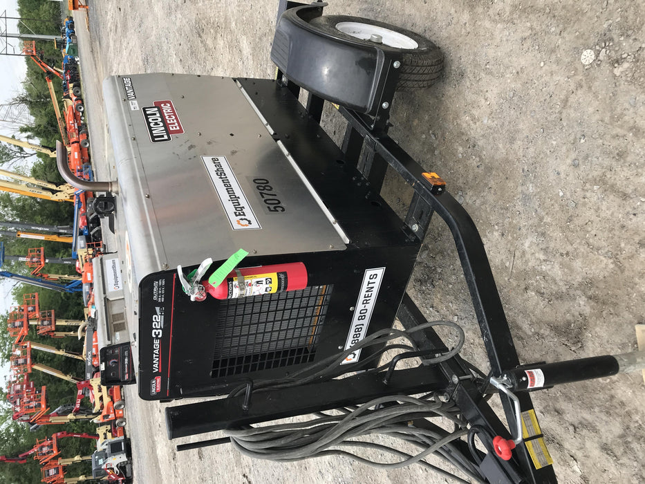 2019 Lincoln Electric Vantage 322 Welder Ready-Pak 3, Two wheel trailer, Fender and Light kit, Cable Rack