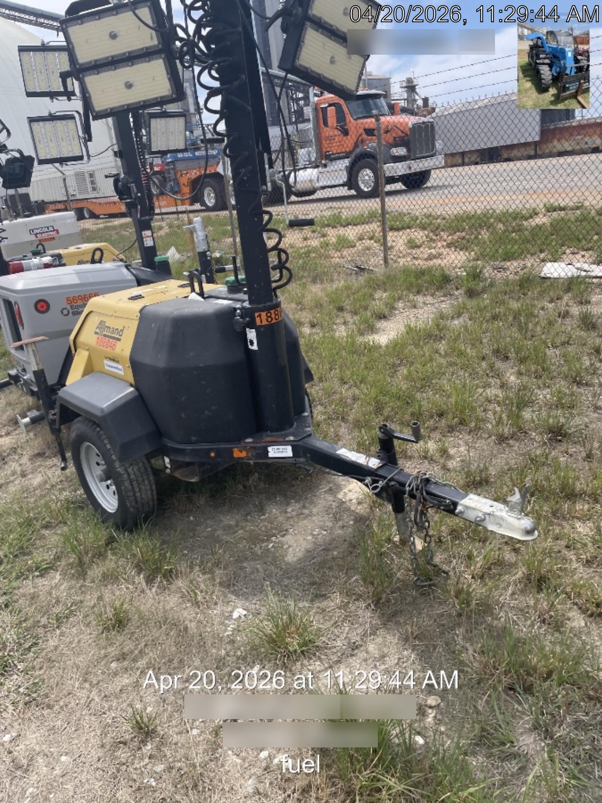 2021 Allmand NLV3GR (4) LED Light Fixture 350W, 23' Vertical Mast, 3kW Prime, Towable, Deep Sea L401, Leveling Jacks, Yanmar T4F 5.8hp