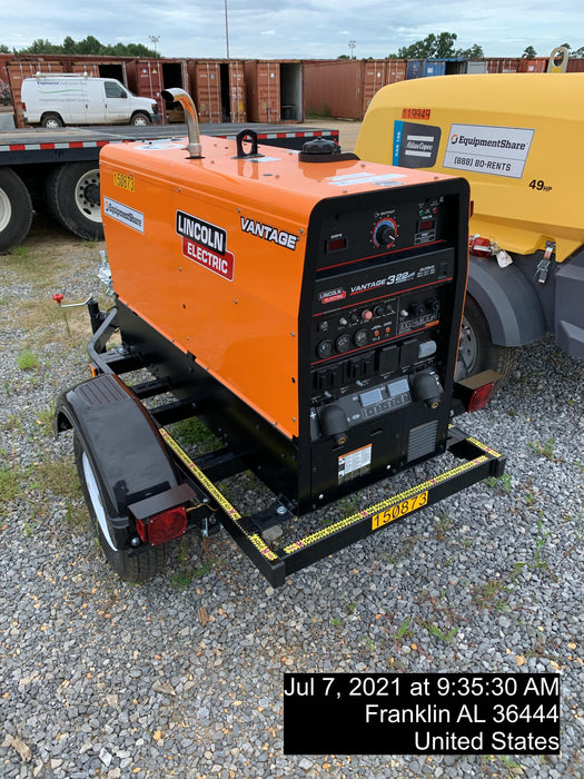 2021 Lincoln Electric Vantage 322 Vantage 322 Ready Pak 3 w/ Telematics & Decals, ORANGE (includes trailer, cable rack, fender light kit)