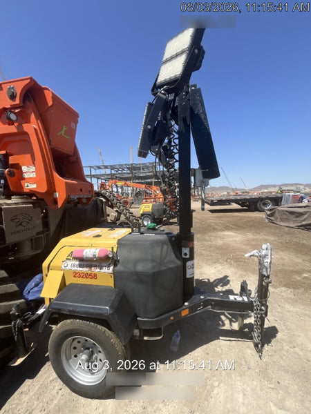 2022 Allmand NLV3GR (4) LED Light Fixture 350W, 23' Vertical Mast, 3kW Prime, Towable, Deep Sea L401, Leveling Jacks, Yanmar T4F 5.8hp