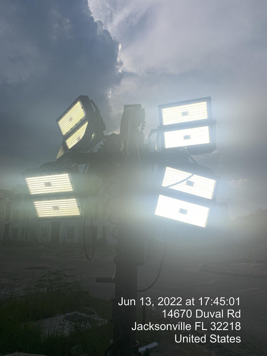 2022 Allmand NLV3GR (4) LED Light Fixture 350W, 23' Vertical Mast, 3kW Prime, Towable, Deep Sea L401, Leveling Jacks, Yanmar T4F 5.8hp