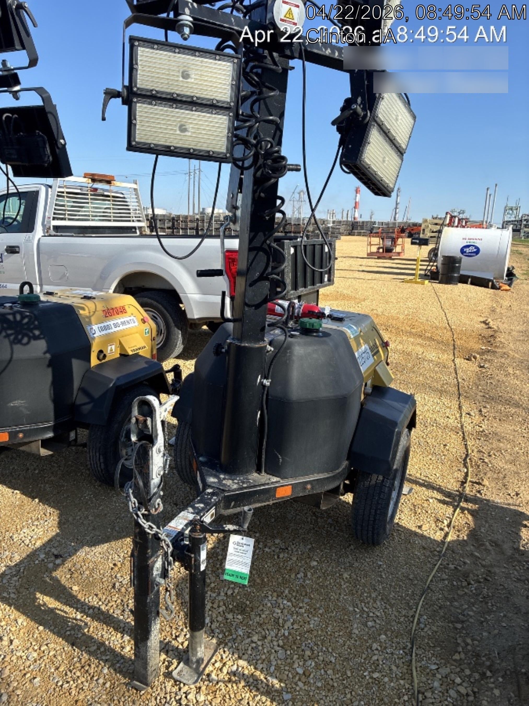 2022 Allmand NLV3GR (4) LED Light Fixture 350W, 23' Vertical Mast, 3kW Prime, Towable, Deep Sea L401, Leveling Jacks, Yanmar T4F 5.8hp