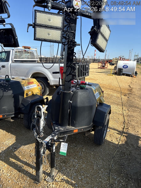 2022 Allmand NLV3GR (4) LED Light Fixture 350W, 23' Vertical Mast, 3kW Prime, Towable, Deep Sea L401, Leveling Jacks, Yanmar T4F 5.8hp
