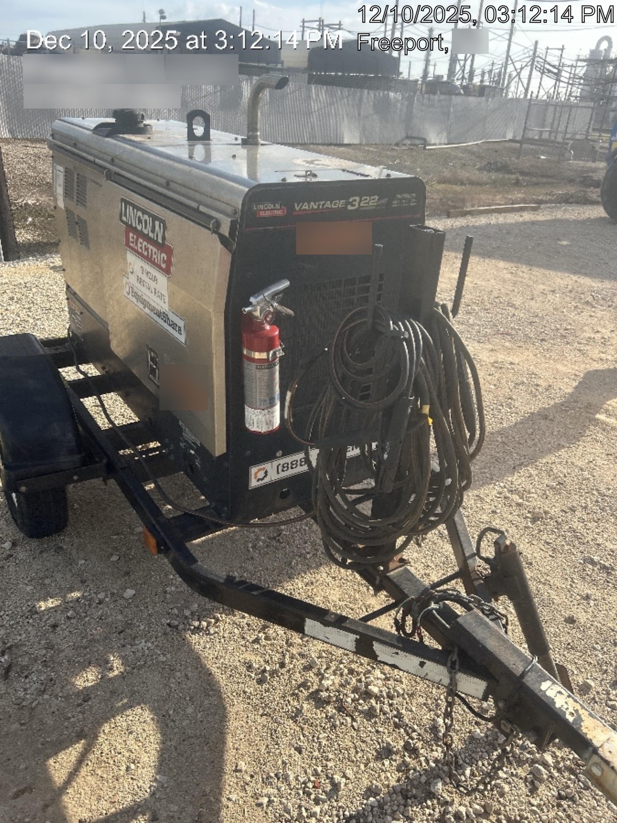 2019 Lincoln Electric Vantage 322 Lincoln Vantage 322 Welder w/Trailer, Light Kit, Cable Rack