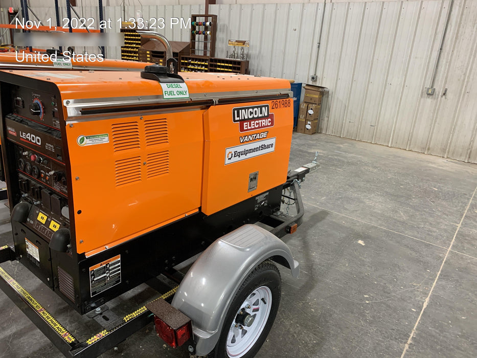 2022 Lincoln Electric LE400 Kubota V1505, Trlr, Cable Rack, Light Kit, ES Decals, T3