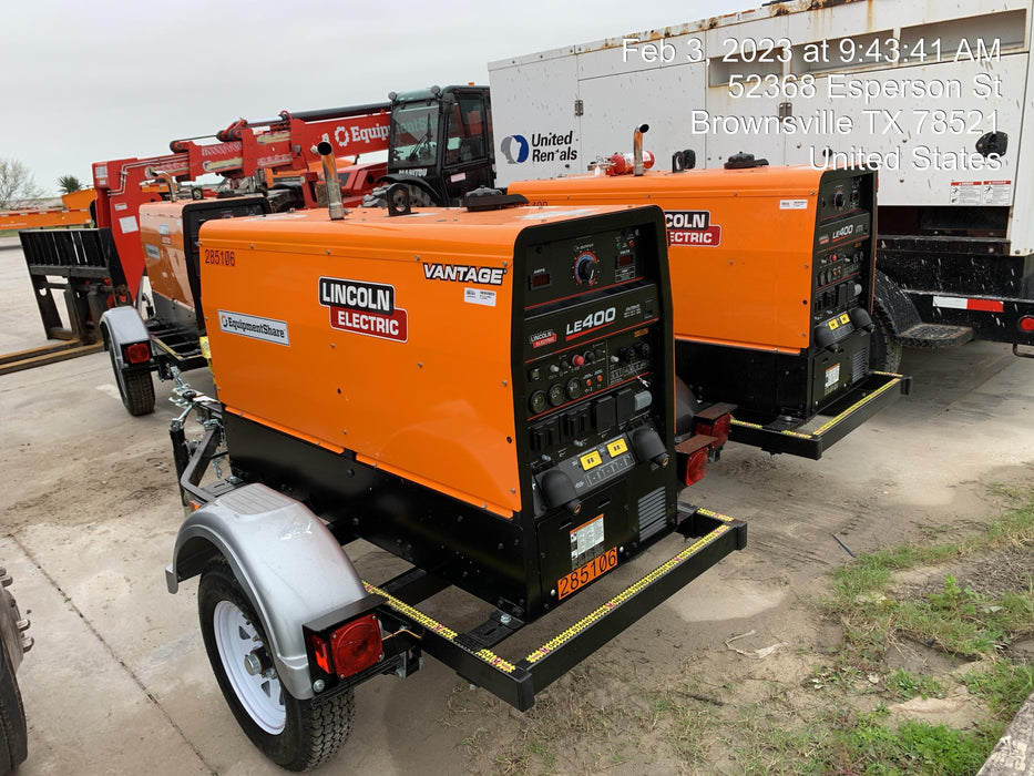 2022 Lincoln Electric LE400 Kubota V1505, Trlr, Cable Rack, Light Kit, ES Decals, T3