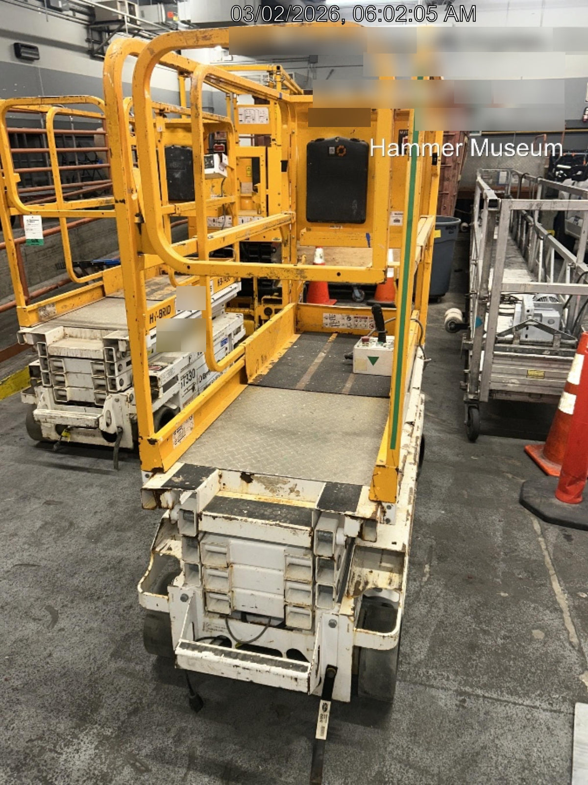 Custom Equipment HB-1430 <ul>
 <li>Hy-Brid Scissor Lift</li>
  <li>Platform capacity up to 670 lbs.</li>
  <li>Working height up to 20 ft</li>
  <li>Weighs under 1,700 lbs.</li>
  <li>Non-marking wheels </li>
</ul>