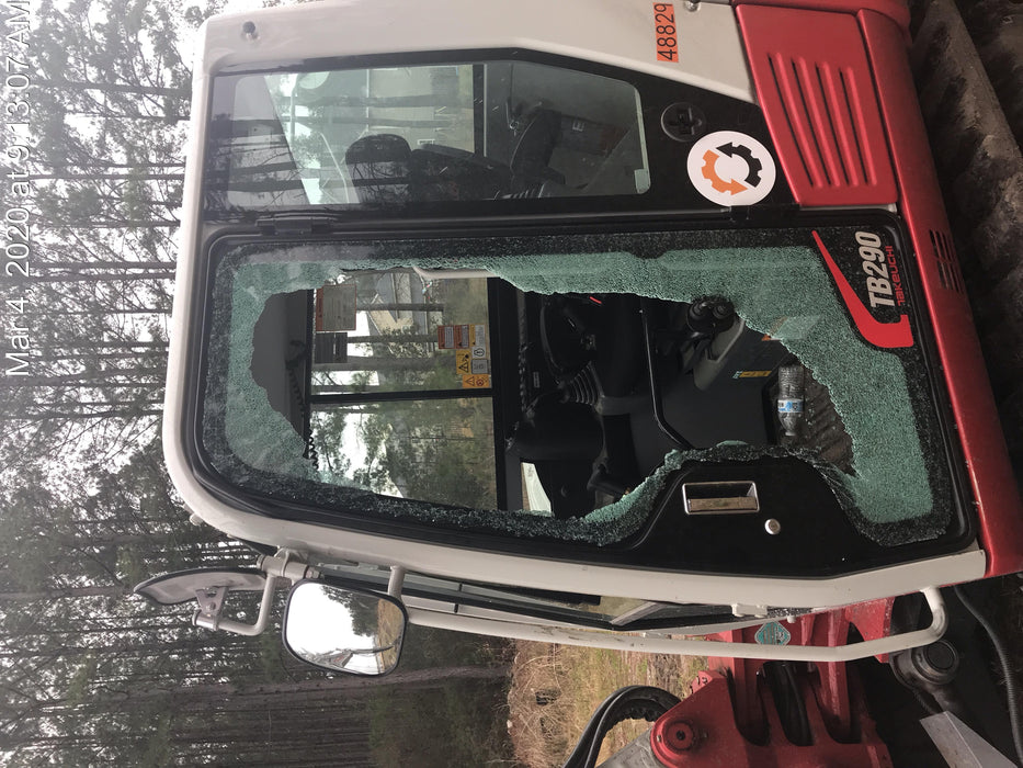 2019 Takeuchi TB290 Cab, AC, Rubber Tracks, Dozer Blade, Travel Alarm, Control Pattern Change Valve, Auxiliary Hydraulics w/18" Quick Coupler Bucket with teeth, 6.2 cu. ft. capacity/24" Quick Coupler Bucket with teeth, 8.6 cu. ft. capacity/36" Quick Coupler Bucket with teeth, 13.4 cu. ft. capacity, Quick Coupler, Hydraulic Thumb Installed