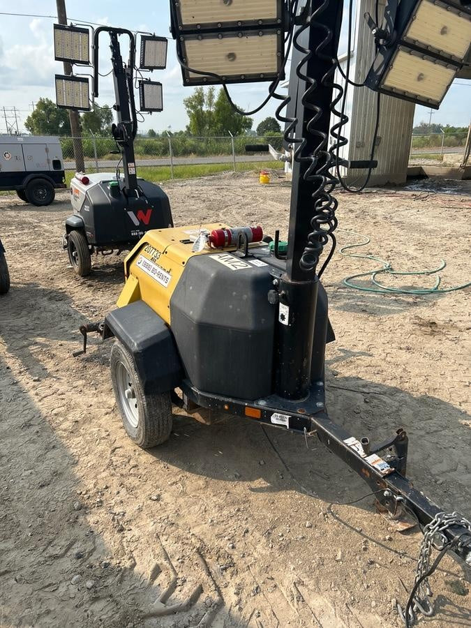 2022 Allmand NLV3GR (4) LED Light Fixture 350W, 23' Vertical Mast, 3kW Prime, Towable, Deep Sea L401, Leveling Jacks, Yanmar T4F 5.8hp