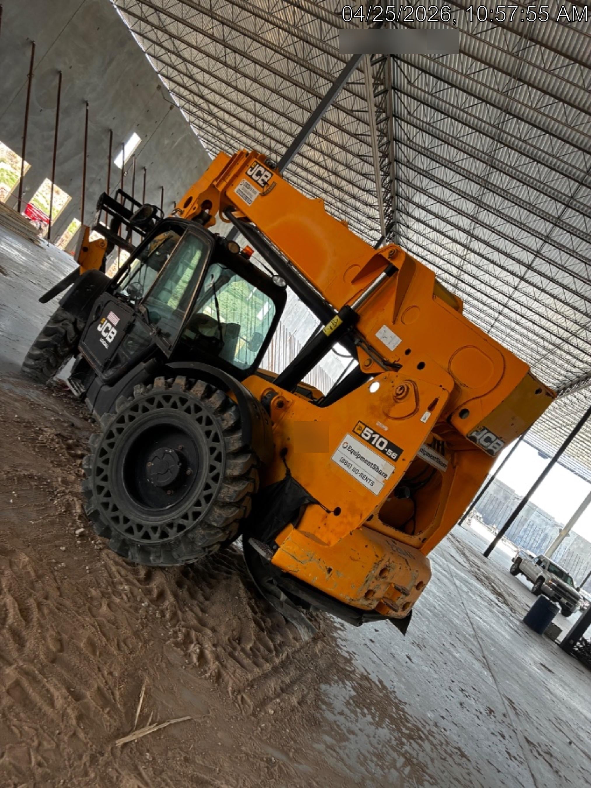 2018 JCB 510-56 JCB 510-56 Telehandler 74 HP w/CAB/HVAC, Beacon, Worklights, Aux Hydraulics, Solid Tires, 60" Carriage/Forks