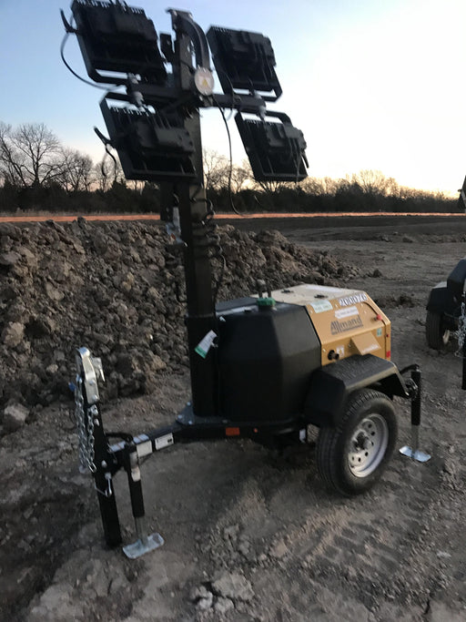 2022 Allmand NLV3GR (4) LED Light Fixture 350W, 23' Vertical Mast, 3kW Prime, Towable, Deep Sea L401, Leveling Jacks, Yanmar T4F 5.8hp