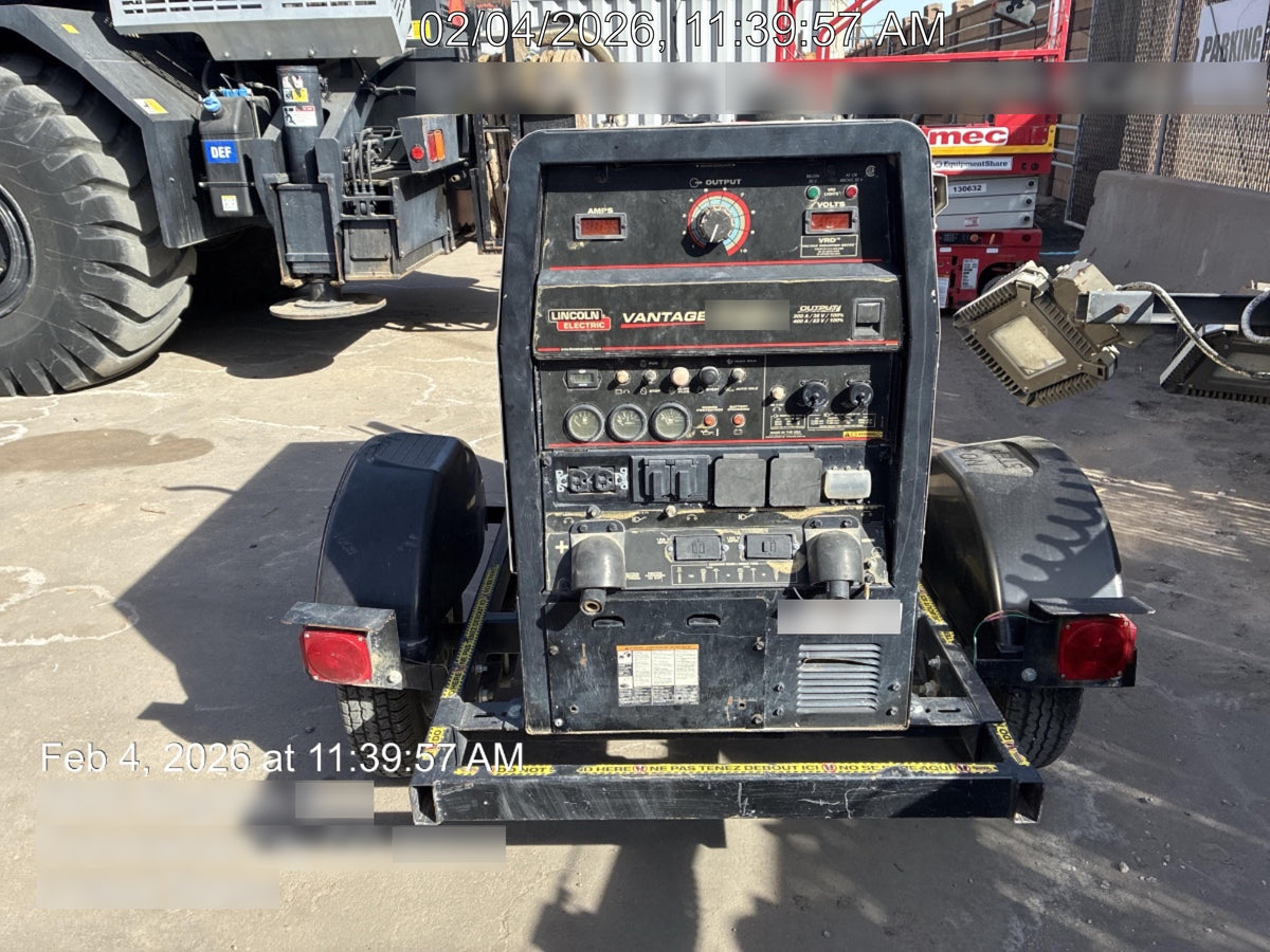 2020 Lincoln Electric Vantage 322 Welder Ready-Pak 3, Two wheel trailer, Fender and Light kit, Cable Rack