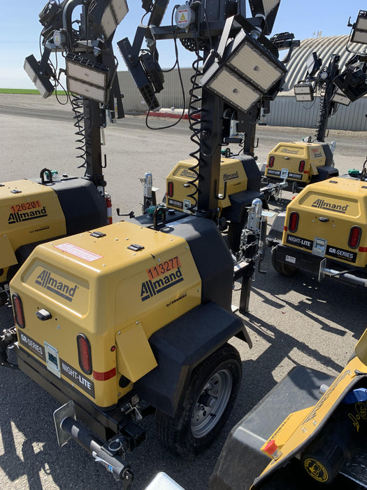 2020 Allmand NLV3GR (4) LED Light Fixture 350W, 23' Vertical Mast, 3kW Prime, Towable, Deep Sea L401, Leveling Jacks, Yanmar T4F 5.8hp