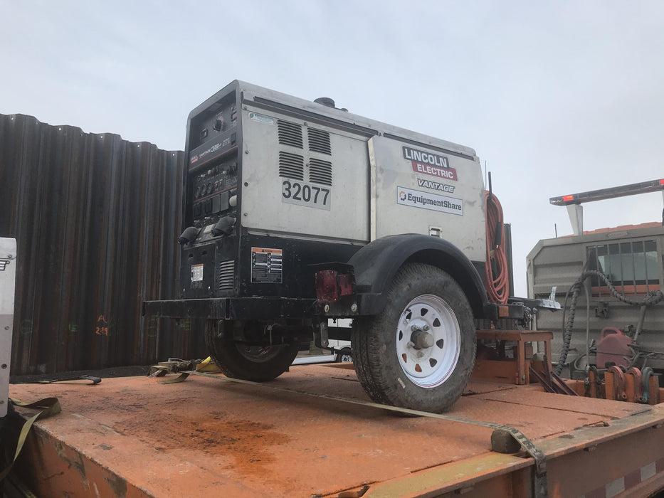 2019 Lincoln Electric Vantage 322 Welder Ready-Pak 3, Two wheel trailer, Fender and Light kit, Cable Rack