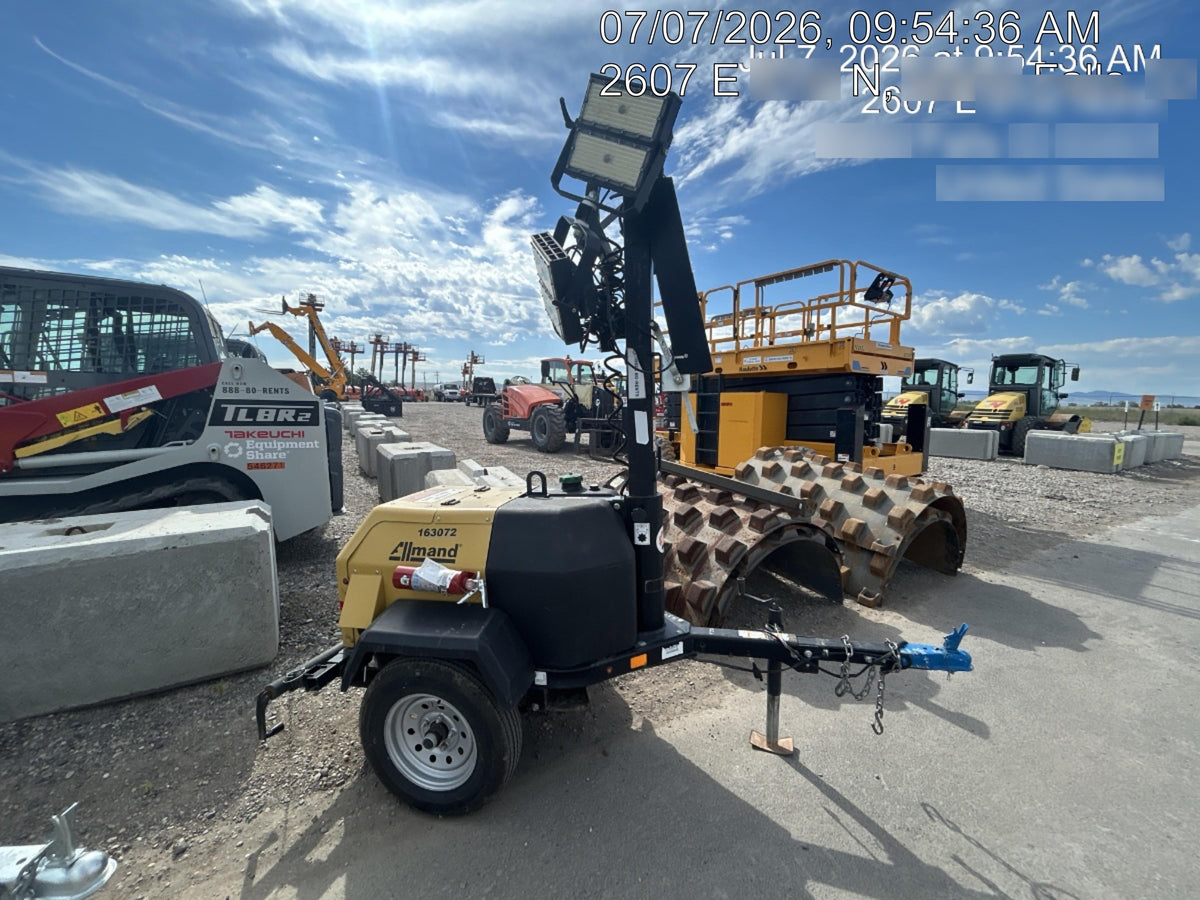 2021 Allmand NLV3GR (4) LED Light Fixture 350W, 23' Vertical Mast, 3kW Prime, Towable, Deep Sea L401, Leveling Jacks, Yanmar T4F 5.8hp