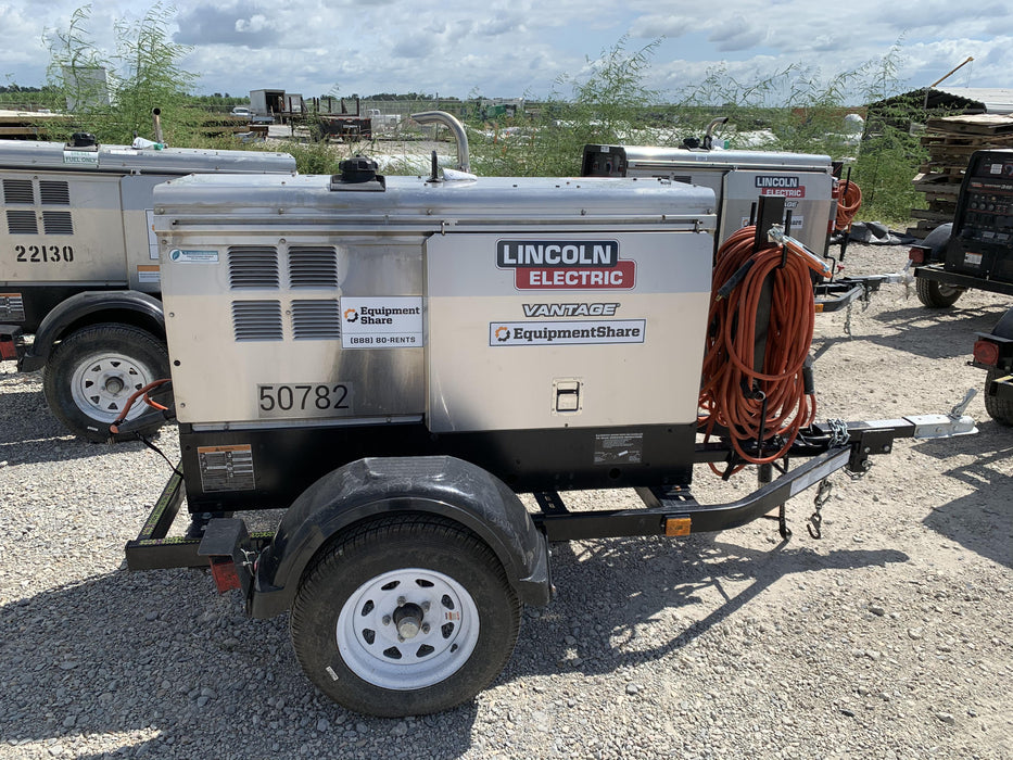 2019 Lincoln Electric Vantage 322 Welder Ready-Pak 3, Two wheel trailer, Fender and Light kit, Cable Rack
