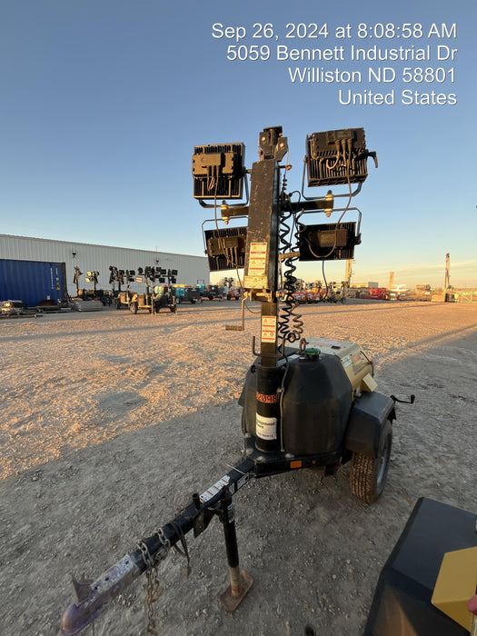 2022 Allmand NLV3GR (4) LED Light Fixture 350W, 23' Vertical Mast, 3kW Prime, Towable, Deep Sea L401, Leveling Jacks, Yanmar T4F 5.8hp