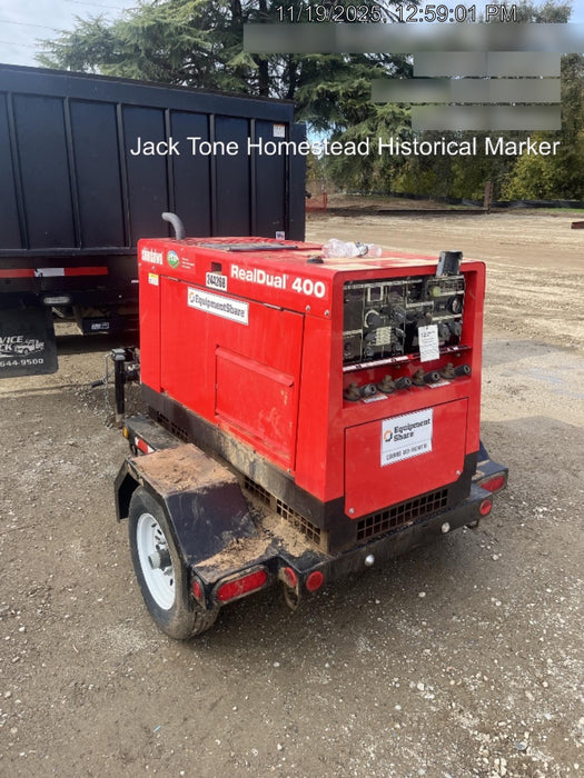 2022 Shindaiwa DGW400MDL Kubota D902 Engine, 23 HP, Dual Op Welder, Wire, Arc, Droop Stick, Tig, and CC Stick Functionality, Simulphase, 3 Phase and 1 Phase Gen Output, Single Axle NB Trlr, Slr Trckl Chrg 12V 12W, Fire Ext