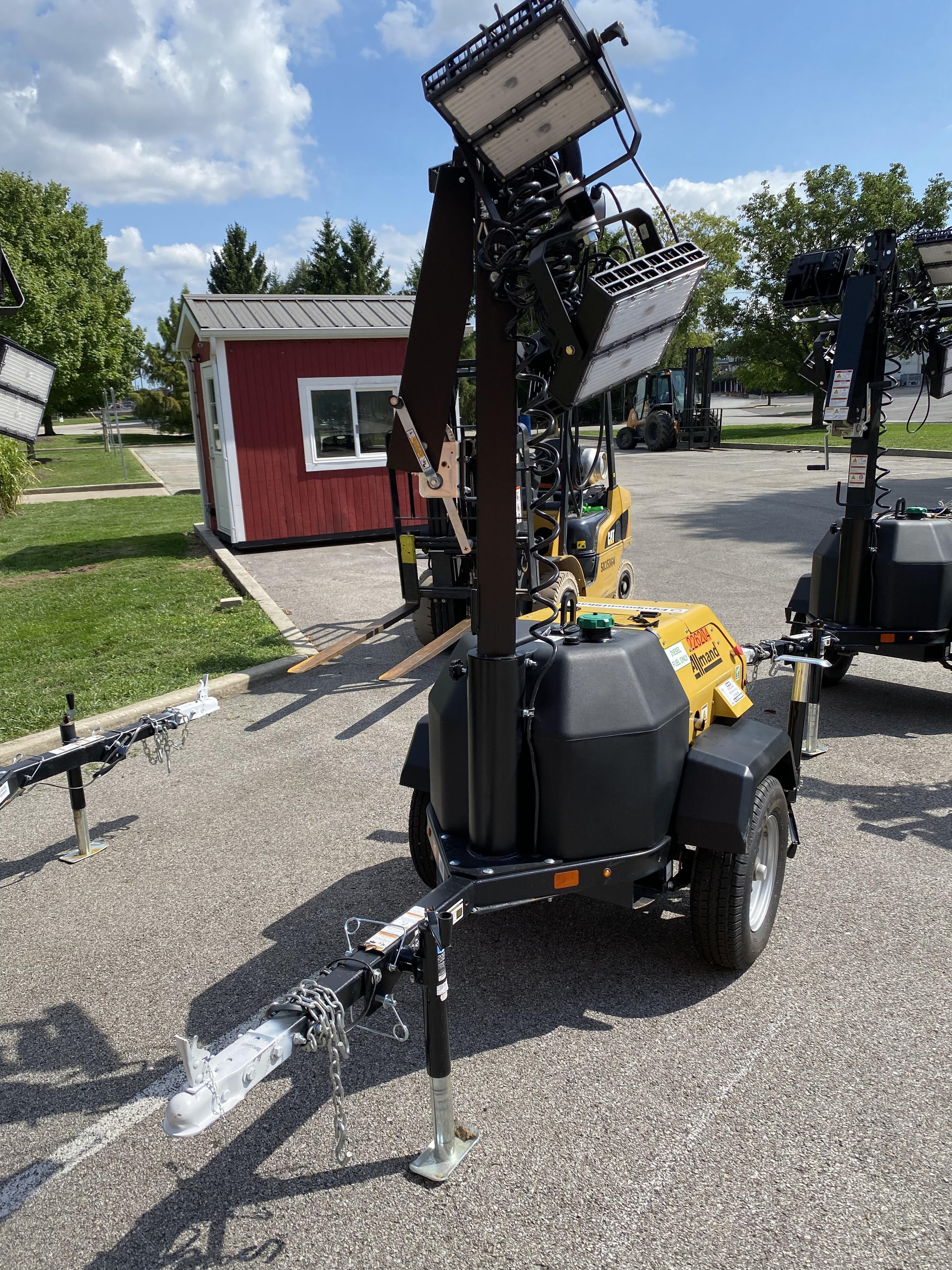 2022 Allmand NLV3GR (4) LED Light Fixture 350W, 23' Vertical Mast, 3kW Prime, Towable, Deep Sea L401, Leveling Jacks, Yanmar T4F 5.8hp